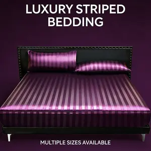 Luxurious Satin Bedding Set, Wrinkle-Resistant Soft Sheets, Multiple Colors Available, Hotel Quality, Perfect for Master Bedroom & Guest Room