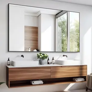 60x36 Inch Large Black Wall Mounted Mirror,Aluminum Framed Decorative Rectangular Bathroom Mirror for Wall Over Sink,Vanity Mirror for Bedroom Living Room Bathroom,Functional Oversized Mirror