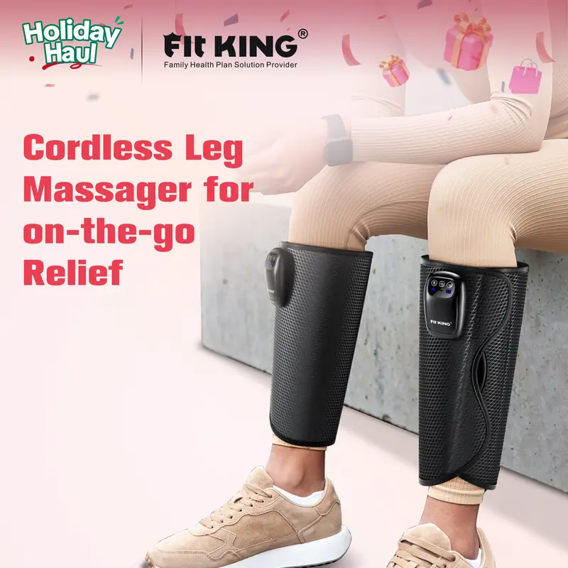 【FIT KING】 Cordless Calf Massager, 3 Modes & Intensities, Rechargeable Leg Massager Comfort Massaging Device for Christmas gift Black friday