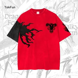 Black Clover Asta's demon Anime Double Printed Oversize Lightweight T-Shirt Unisex Printed Cool Tee Summer Street Clothing