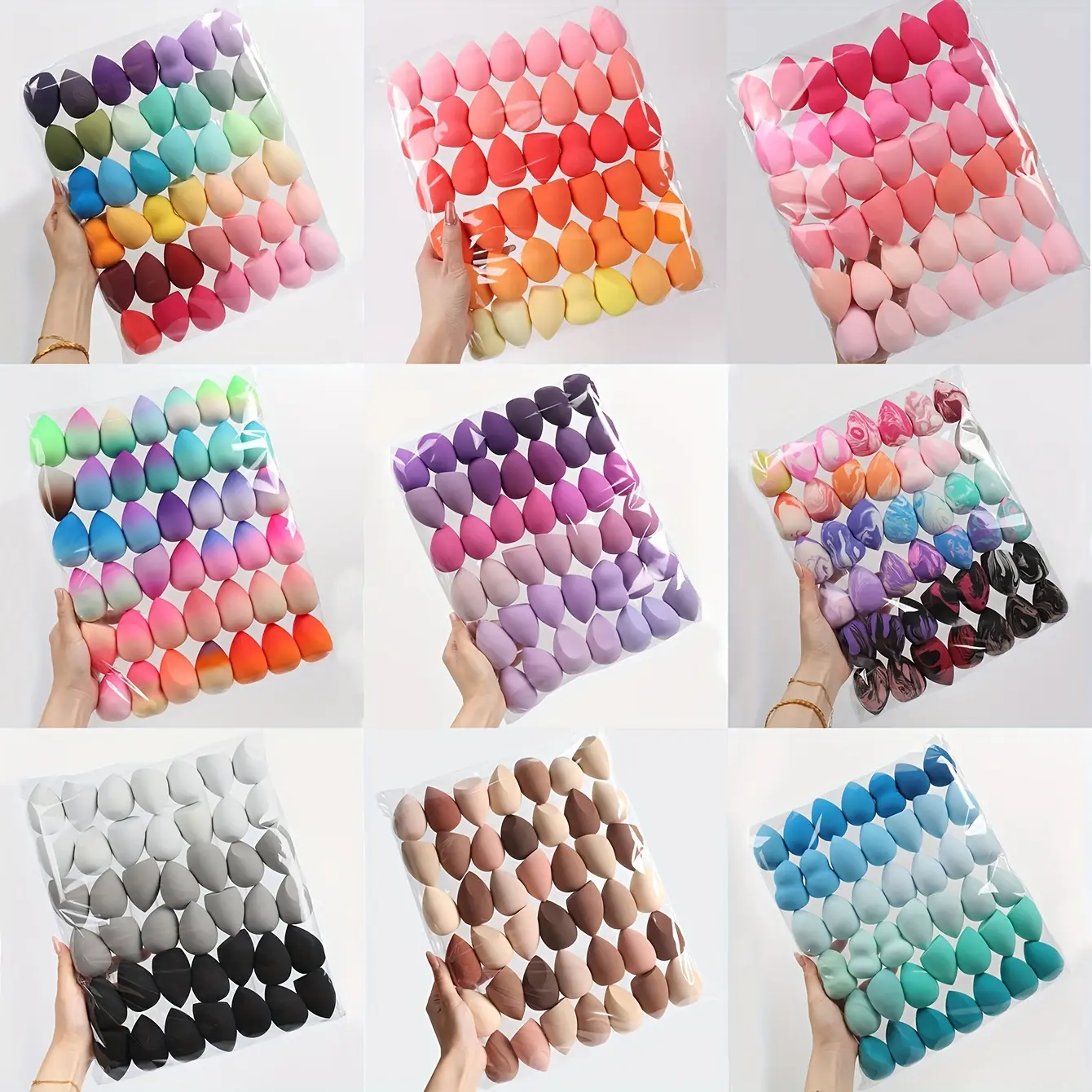 42 Multicolor Make-up Sponges for Flawless Base Makeup with BB Cream Liquid Foundation and Loose Powder Ideal for Concealer Blush and Eye Shadow Dry and Wet Use Tan Soft