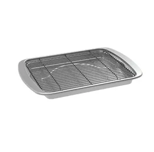Aluminum Oven Bacon Pan with Nesting Rack, 12.7" x 17.4" x 1.6" - Ideal for Cooking and Serving - Tableware, Bowls Bakeware Kitchen