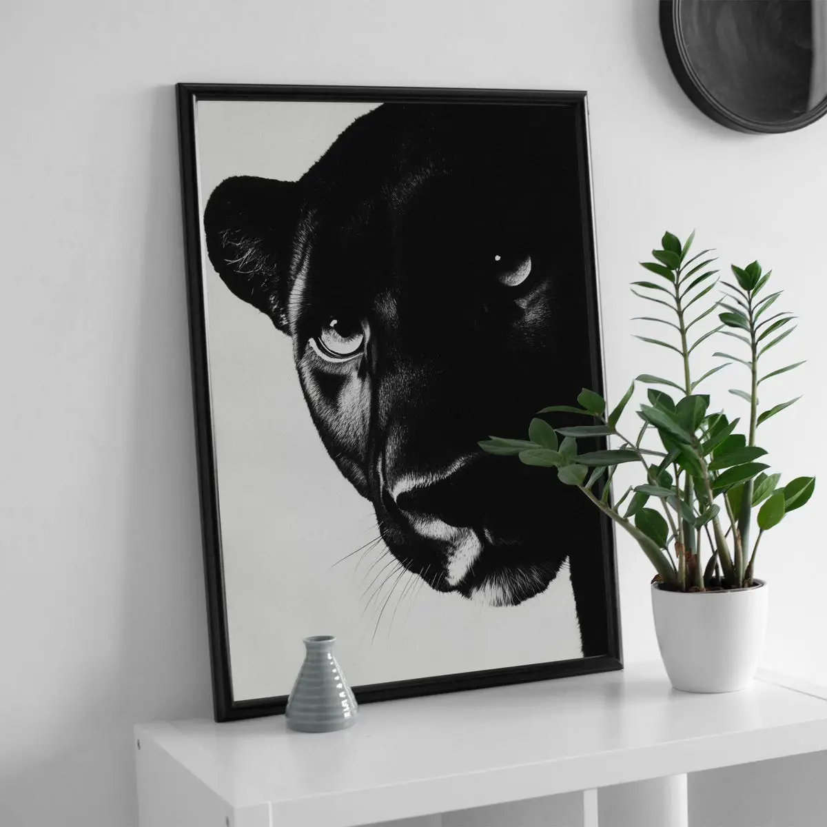 Minimalist Black & White Wildlife Wall Decor, High Contrast Photography Fine Art, Black Panther Poster, Room Decor, Unframed