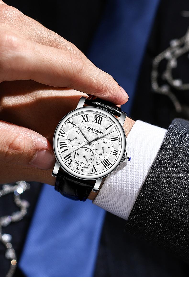 LOUIE JUELEN Luxury Men's Business Watch - 2025 New Multifunction Waterproof Quartz Wristwatch, Genuine High-End Fashion Men's Watch