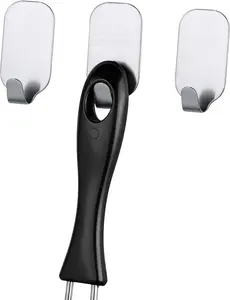 Stainless Steel Wall Hanger Adehesive Multiuse Set of 3 Hooks Organiser Installation