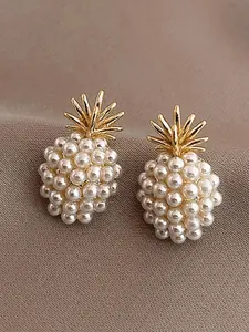 Pineapple Pearl Earrings French Vintage High-End Ear Decor, High Quality Earrings, Trendy Fashion Memorial Pendant, New Style Elegant Jewelry