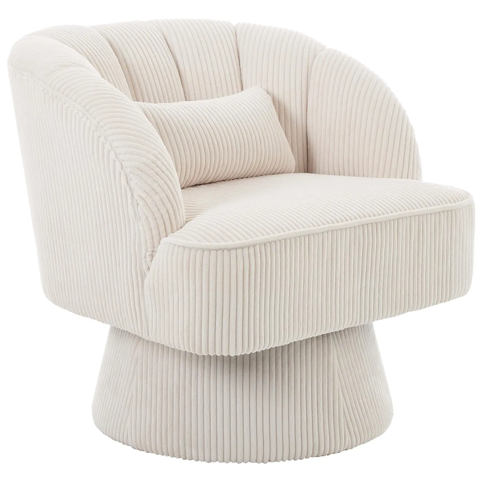 Garvee Ultra Plush Velvet Swivel Chair with 360° Barrel Design, Cloud-Like Padding, Modern Striped Backrest, and Upholstered Round Velvet Seat for Living Room Comfort