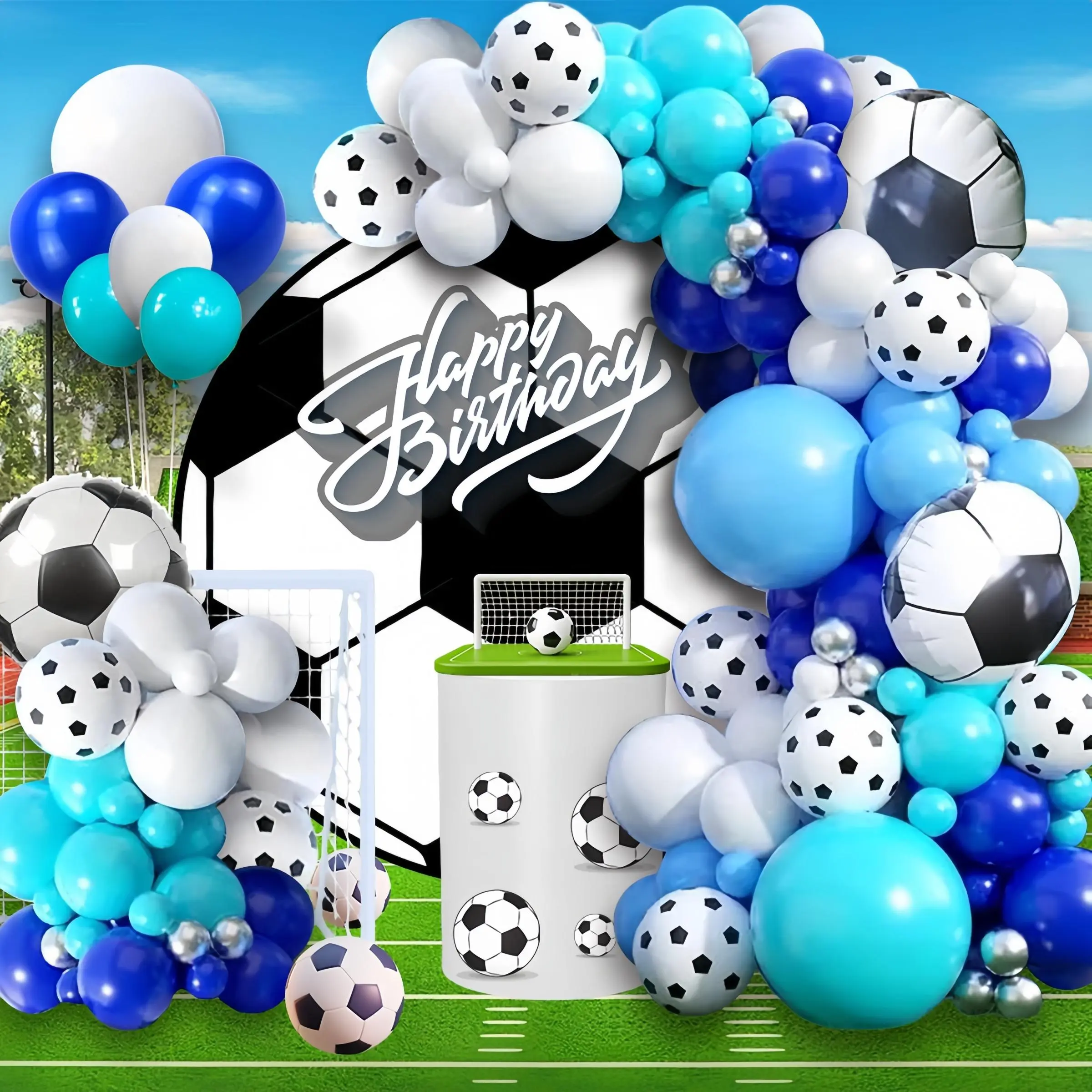 Soccer Themed Football Balloon Arch Kit, Soccer Balloon Garland Arch Kit, Balloon Set for Soccer Theme Happy Birthday Party Graduation Party Decoration, Party Balloons Decorations