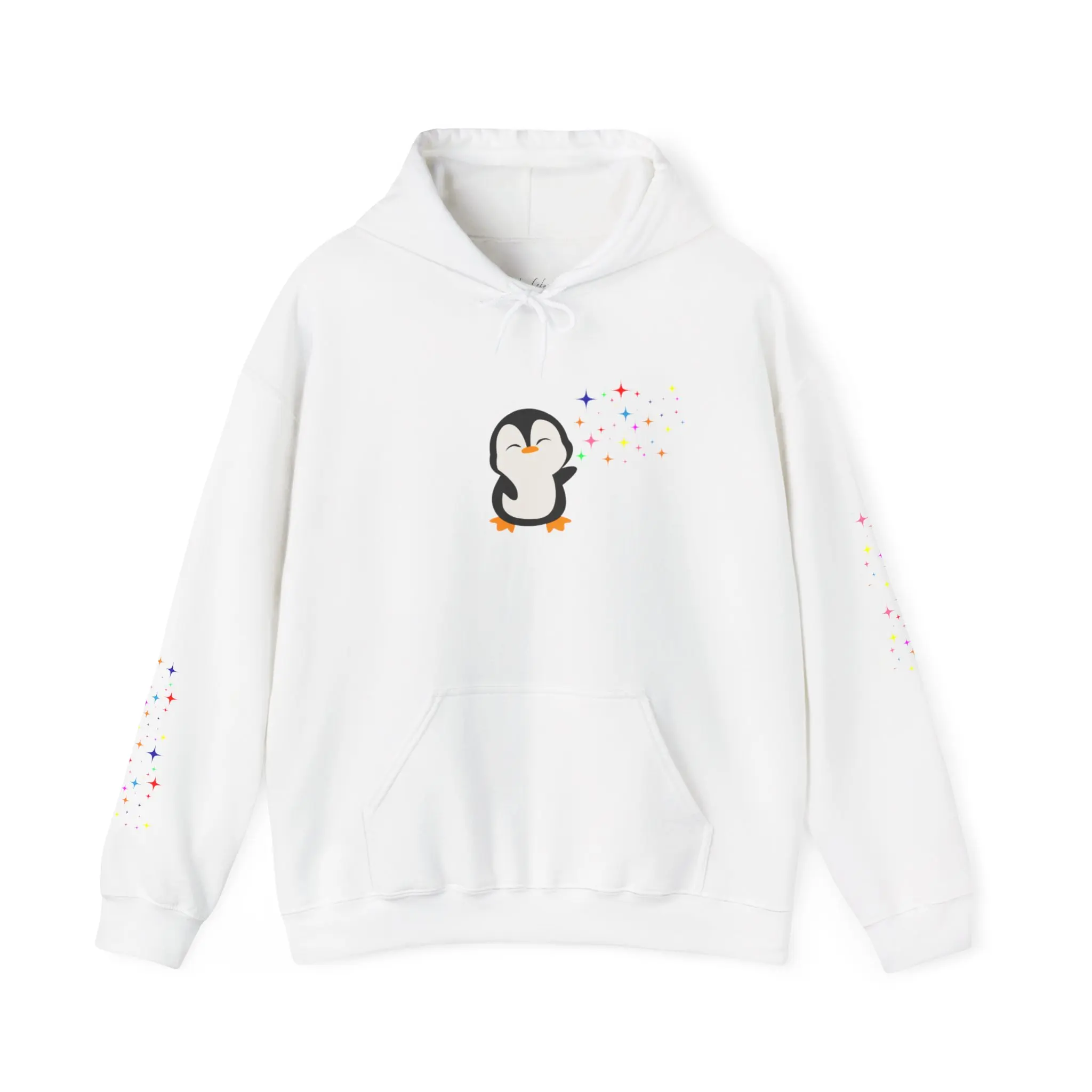 Cute Penguin Hoodie | Sparkle Star Sleeve Design