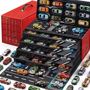 48-Piece Alloy Toy Car Set, Friction Toy Cars Boys’ Toy Car Set, for Ages 3–8 Children, with Storage Box