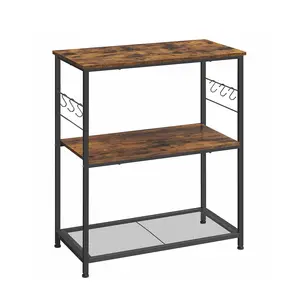 VASAGLE Baker s Rack, Kitchen Shelf, Kitchen Island, Microwave Oven Stand with 3 Open Shelves