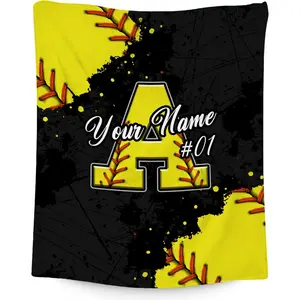 Custom Softball Blanket with Name - Personalized Sports Throw for Girls & Teens - Lightweight Team Gift for Players, Daughter