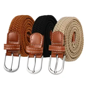 OIDEA 3-Pack Unisex Woven Elastic Waist Belts - No-Hole Braided Polypropylene and Latex Belts with Adjustable Waistband, Reinforced Design, Stylish Durable Alloy Buckle, Elastic Waist Belt
