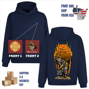 Party Glow Skeleton Firefighter Holding Hose Hoodie, 2 Sides, Badass First Responder Firefighter Skull Hooded Sweatshirt, Fire Dept Maltese Cross Firefighter Skull Pullover,
