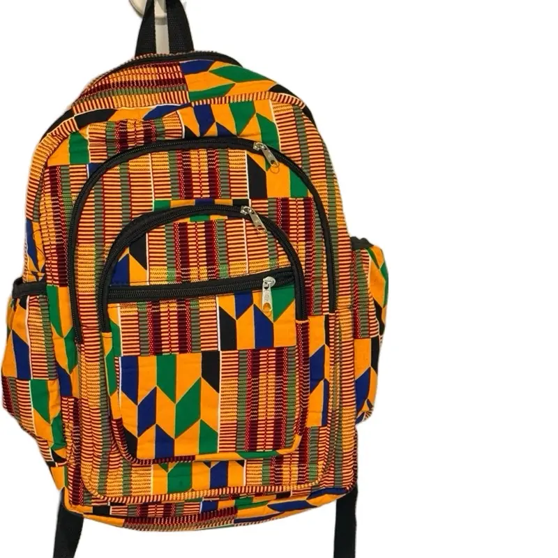 Kente All-Over Print African Casual High-Capacity Multi-Function Stylish Aesthetic Large Backpack