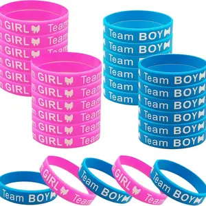 30pcs Gender Reveal Bracelets, Silicone Wristband Bracelet, Baby Shower Party Decorations, Rubber Bracelets for Youngsters