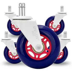 Roller  Office Chair Caster Wheels Gaming Chair 3 inch Replacement Rubber Chair Casters for Hardwood Floors & Carpet - Smooth & Quiet - Desk Chair Casters - Set of 5