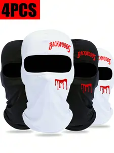 4pcs/2pcs/1pc Letter Printing Ski Mask Balaclava Face Mask For Men Women UV Protection Windproof Scarf For Snowboard Motorcycle