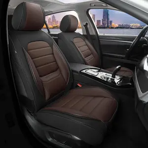 Seat s Full Set, 5 Seats Universal Leather Seat s for ,  Front and Rear Seat , Breathable Automotive Seat  for  Sedans, , SUVs, Black&Brown