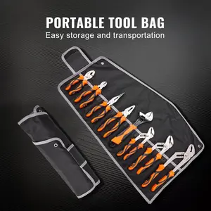 VEVOR 8-Piece Pliers Set, High Carbon Steel - 30.48cm ", 25.40cm ", 20.32cm Groove and Wire Pliers, Adjustable Wrench, and Tool Bag