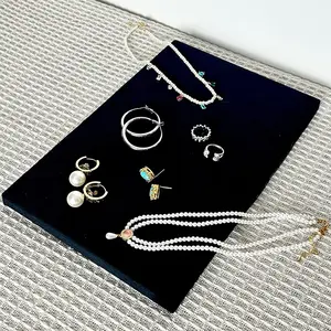 Velvet Rectangular Jewelry Tray Necklace Ring Earring Display Props, Fashion Accessory Organizer, Stylish Storage Solution