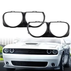 LH & RH Front Headlight Bezel Lamp Cover Trim Set-For 2015-2021 Dodge Challenger