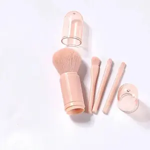 4-in-1 Retractable Makeup Brush Set, 1 Set Multi-use Makeup Brushes, Portable Makeup Tools for Women
