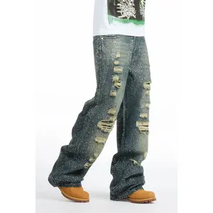 Hendrix Dark Blue Rhinestone Baggy Fit Jean