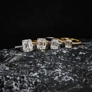 S925 Sterling Silver Emerald cut Moissanite Ring, 1-4 Ct Women's Ring