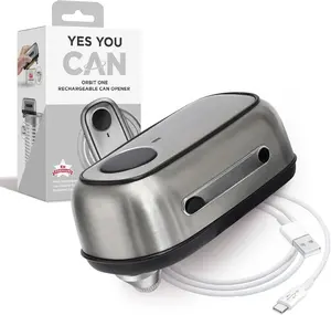 Orbit One Stainless Steel Rechargeable Electric Can Opener: Hands-free, USB-C , Automatic Stop, Smooth Edge, Safety,  for Large Cans, Heavy Duty, Soda Can and Pop Can
