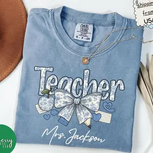 Comfort Colors® Custom Teacher Shirt, Teacher Team Shirts, Personalized School Tshirt, Teacher Gift, Customized Name Teacher Shirt Gifts