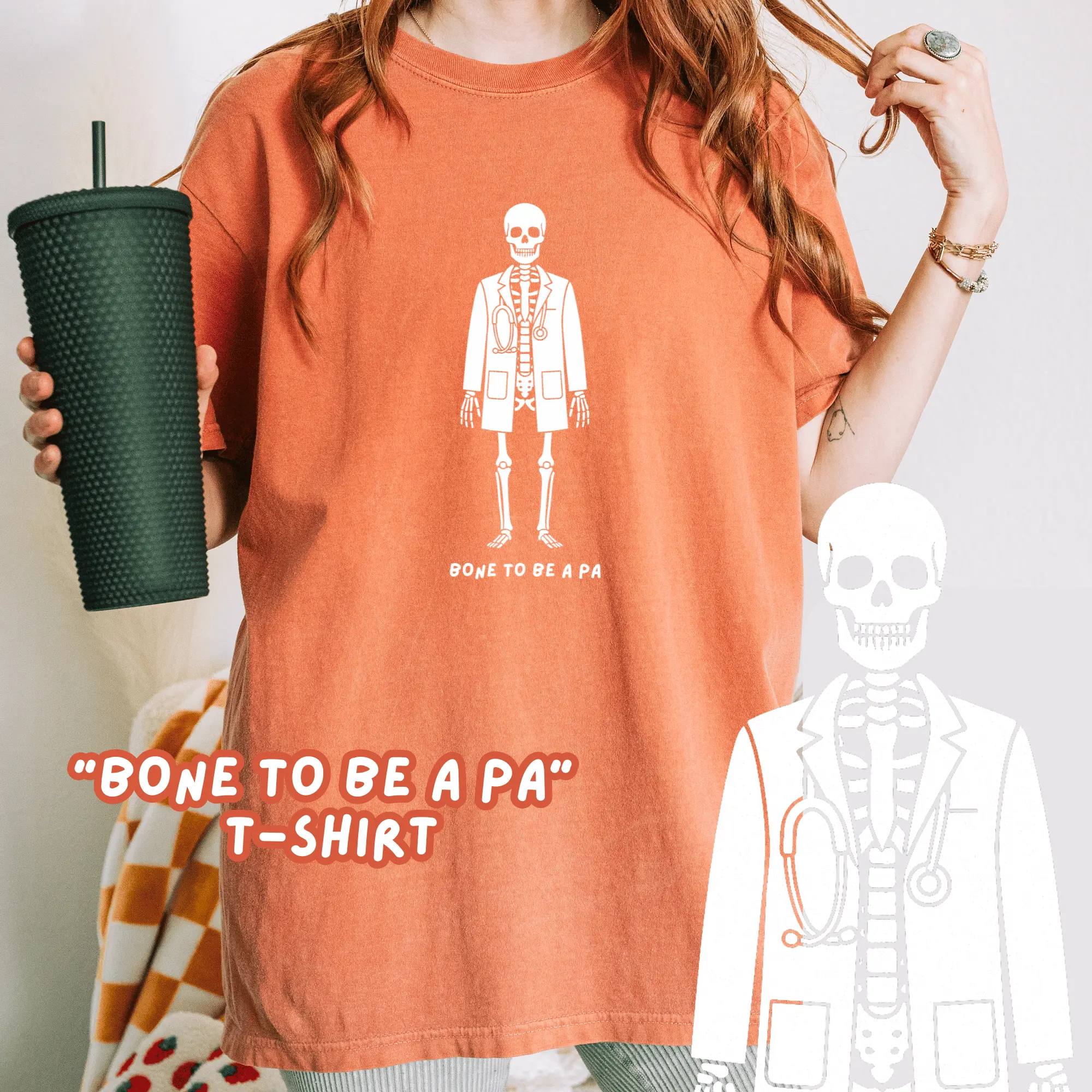 "Bone to Be a PA" T-Shirt - Funny Skeleton Physician Assistant Tee for PA Students & Healthcare Workers, Halloween Inspired, Comfortable & Durable, Sizes S-3XL
