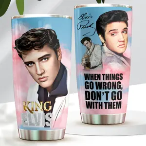 Elvis Presley Quote 20oz Tumbler, When Things Go Wrong Don’t Go With Them, Inspirational Travel Mug