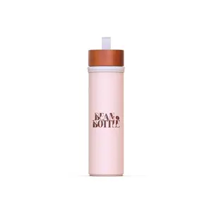 BEAN BOTTLE - Double Walled Glass Coffee Tumbler (Pink)