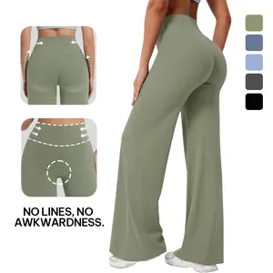 AVAMO No Front Seam Leggings Buttery Soft Straight-Leg Workout Leggings High Waist Butt Lifting Yoga Gym Leggings for Women Stretch Yoga Pants Fitnes Wide Leg Tights Spring Statements Womenswear Bottom