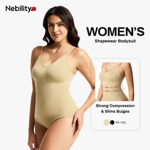 [MAX] Nebility Women's Seamless Vneck Shapewear - Basic Comfortable Sleeveless Camisole, Stretchy Bodysuit with Gentle Tummy Support, Minimalist Womenswear Compression TikTokShopBlackFriday