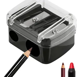 Dual-Blade Makeup Sharpener, Eyeliner, Brow, Lip Liner Sharpener with Dust Cover, Portable, Durable, Compact, Stainless Steel Blade, Plastic Lid, Cosmetics Tool
