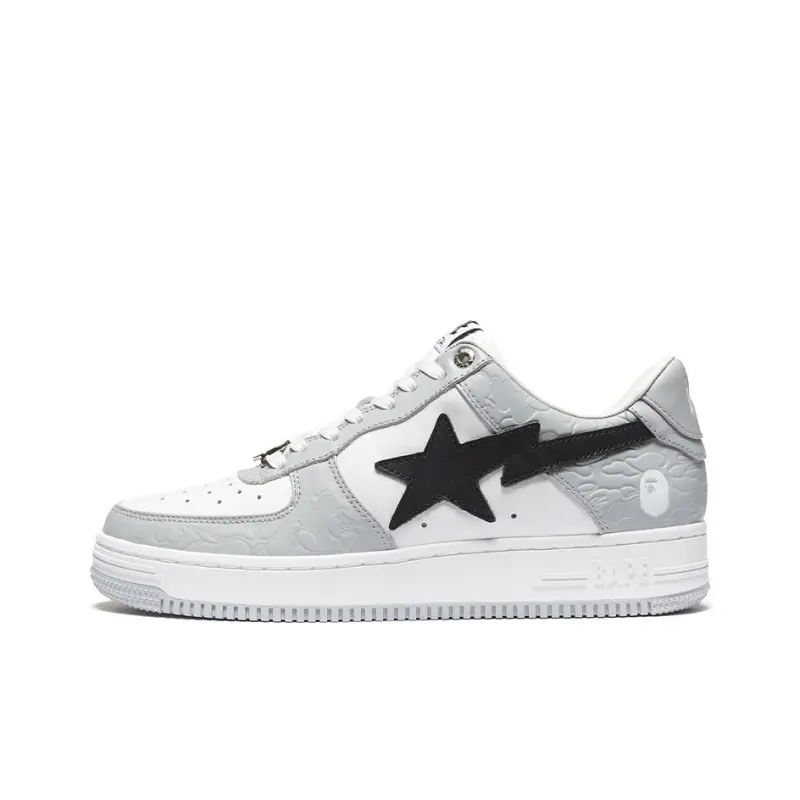 Gray White Stitched Leather Low Top Sneakers Non Slip Thick Rubber Sole Lace Up Shock Absorbing Casual Footwear For Street Outfit Daily Commute Campus Hangout Walking