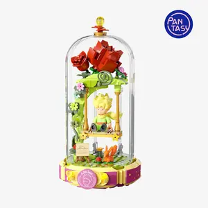 PANTASY Le Petit Prince Building Block Set Rose Swing Collectible Model Creative DIY Dust Cover Decorative Piece Minifigure Adults and Kids Home Decor