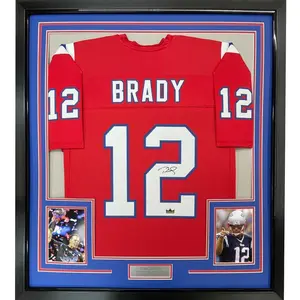 No Framed Facsimile Autographed Tom Brady Red Reprint Laser Auto Football Jersey