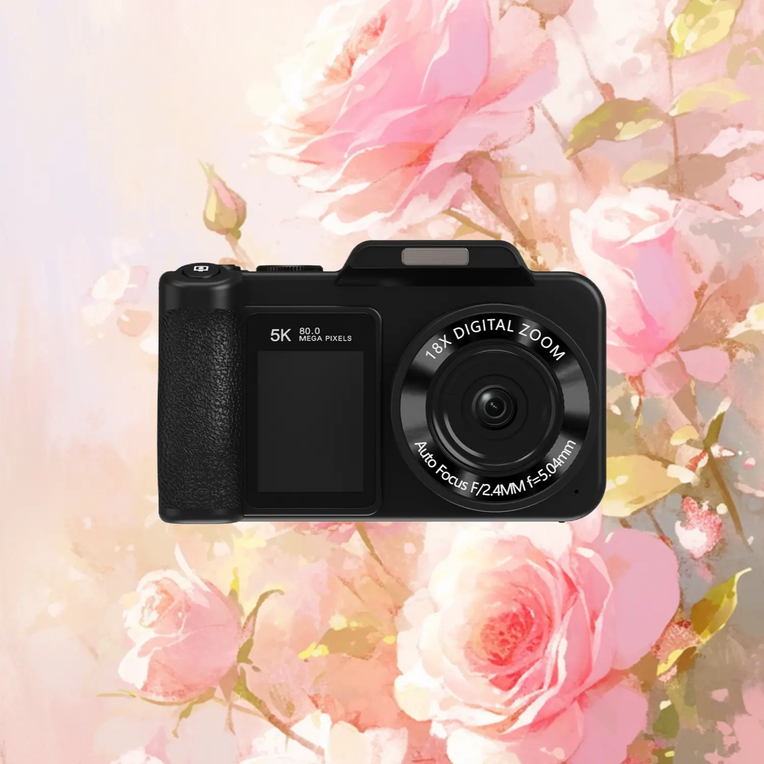 80MP CCD Vintage Mirrorless Digital Camera - Compact High Definition Camera, 5 Kilopixel Resolution, Portable for Students, with Photo & Video Recording & Memory Support