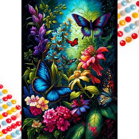 Butterfly & Flower Pattern DIY Diamond Painting Kits Colorful Painting Kit Without Frame, DIY 5D Diamond Arts Colorful Painting Kit, Wall Art Decor for Home, Crafts
