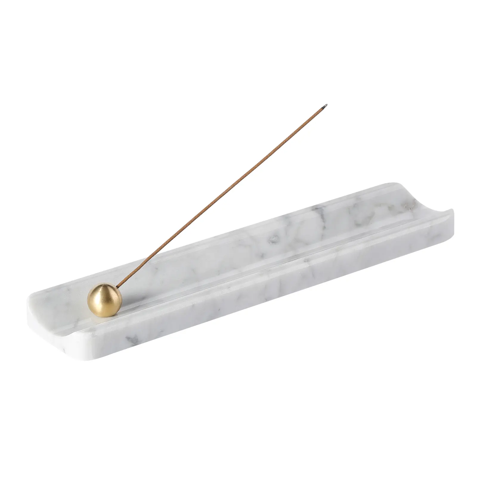Koville Incense Burner, Natural Marble Incense Burner, Incense Stick Holder for Meditation, insence-Sticks Holder, 10.9inch Ash Catcher (Namib Bianco)