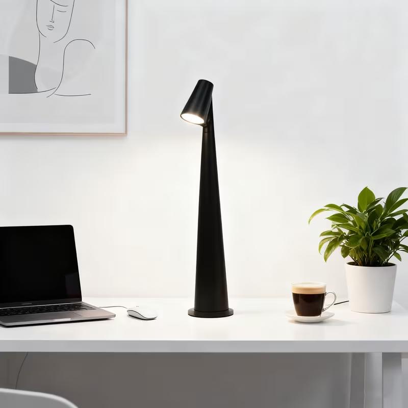 Cordless LED Desk Lamp with Rechargeable Battery Features Three Brightness Settings And Smooth Dimming Touch Control And Is Portable for Use in The Office Outdoors Or in Various Rooms Like The Bedroom Living Room Dining Room Balcony Hotel