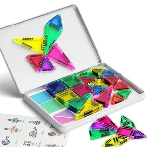 42PCS Mini Magnetic Tiles Travel Set with Iron Storage Box - Portable STEM Building Blocks for Kids 3-8, Montessori Educational Magnet Toys for Airplane, Car Rides & On-The-Go Play