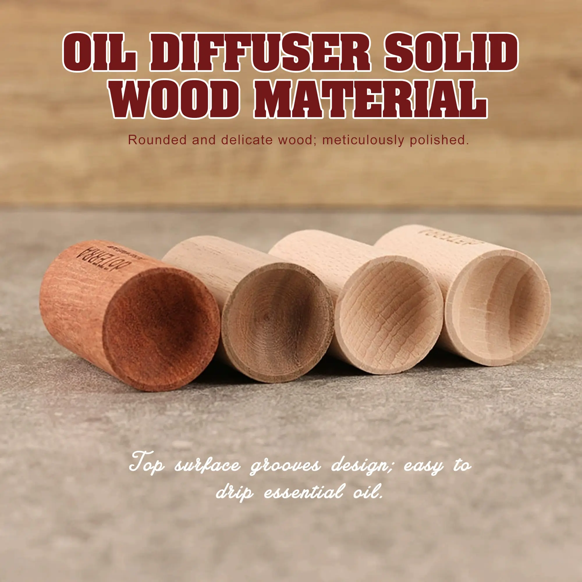 6 Counts Charcoal Wooden Diffuser, Best Hand-Crafted Wick Essential Oil Diffuser made of eco-friendly wood