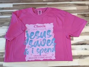 Women's Faith-Inspired Comfort Colors T-Shirt | Soft Washed Cotton | S–3XL- Jesus Saves I spend