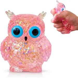 1Pcs Owl Sugar Stress Ball Squishy Toys Kids and Adults, Kawaii Squishy Stress Balls, Owl Sugar Ball Squeeze Toys, Party Favors Easter Basket Stuffers (Pink)