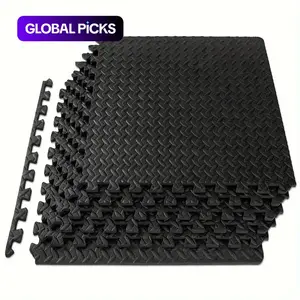 8-piece set - Interlocking foam tile performance floor mat, EVA home gym sports floor mat, suitable for all sports or equipment, black #GLOBAL PICKS