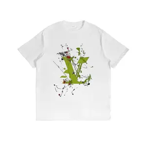European and American trendy short-sleeved ins pure cotton summer new men's printed T-shirt trendy men and women all-match round neck T-shirt men Menswear Top